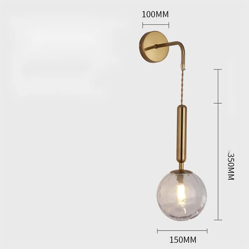 Glass shade ceiling wall lamp with iron plated bronze finish, E14 warm light, ceiling tray 10cm