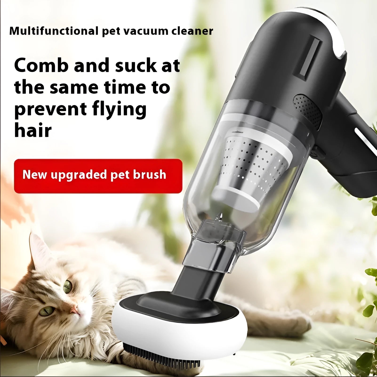 Handheld wireless pet vacuum cleaner with attachments for cat and dog fur removal