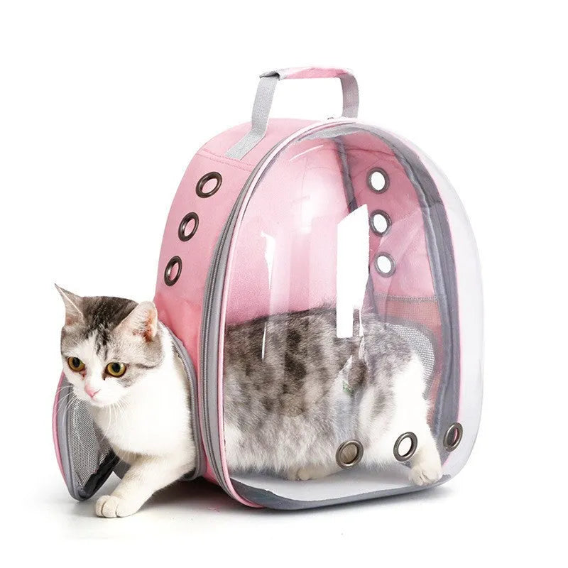 Grey side-opening PC astronaut pet bag for carrying cats and small animals
