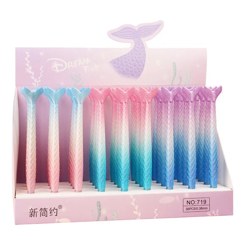 Cartoon mermaid design gel pen with 0.38mm fine tip and plastic shell