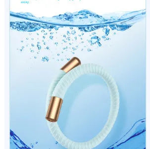 Silicone mosquito repellent bracelet in light pink large size on wrist