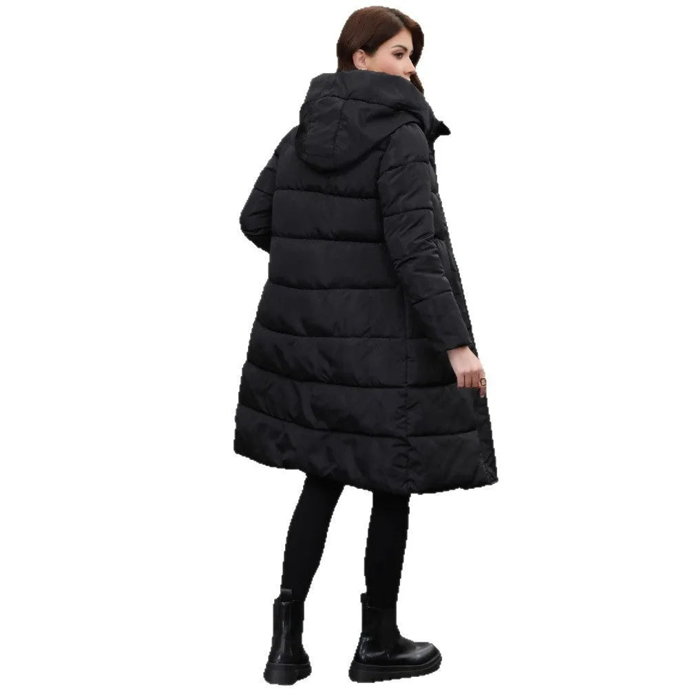 Black men's hooded slim fit long sleeve jacket for winter