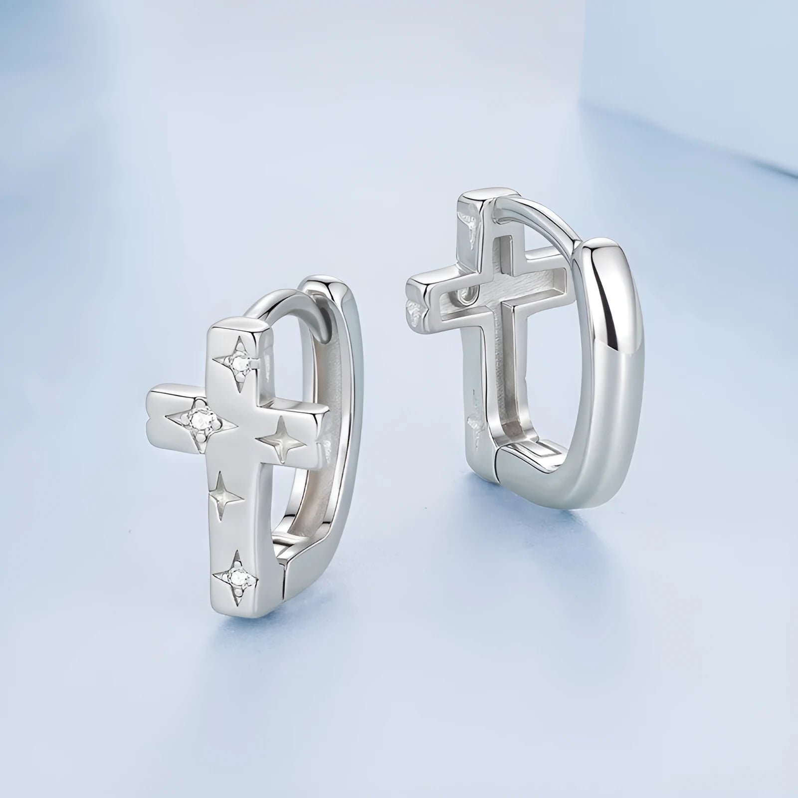 Original S925 sterling silver star cross ear clip for women in colour BSE1250, European American style ear cuff