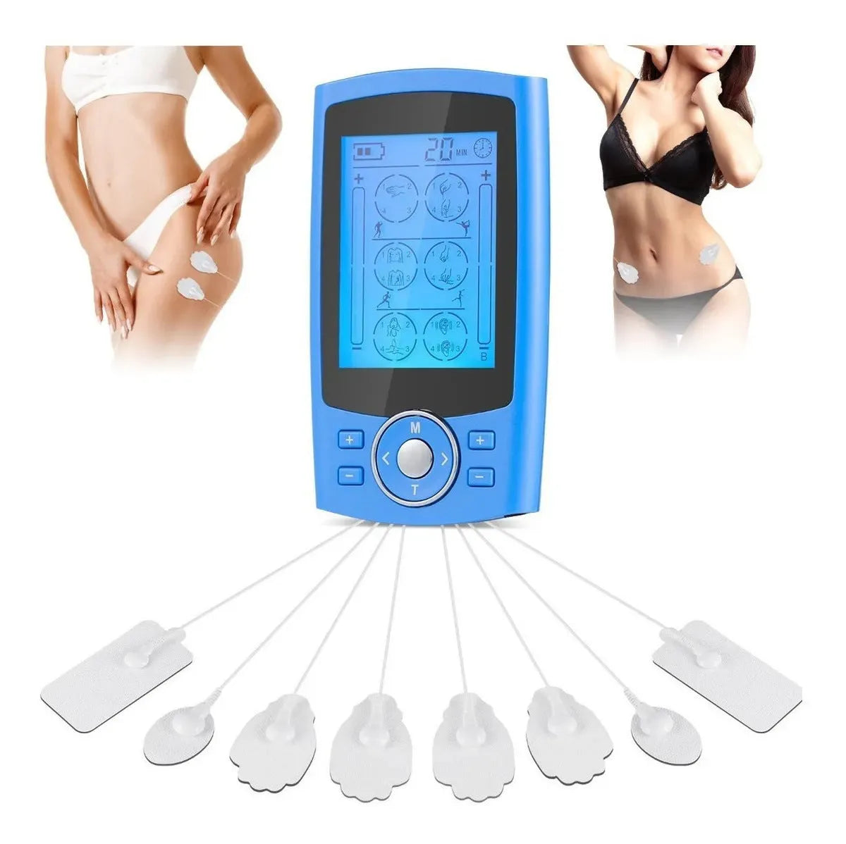 Charging pulse physiotherapy massager with handheld remote control USB rechargeable TENS EMS muscle stimulator