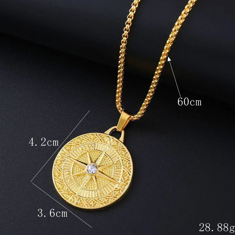 Geometric alloy women's necklace with cubic zirconia stones in 0349 gold colour