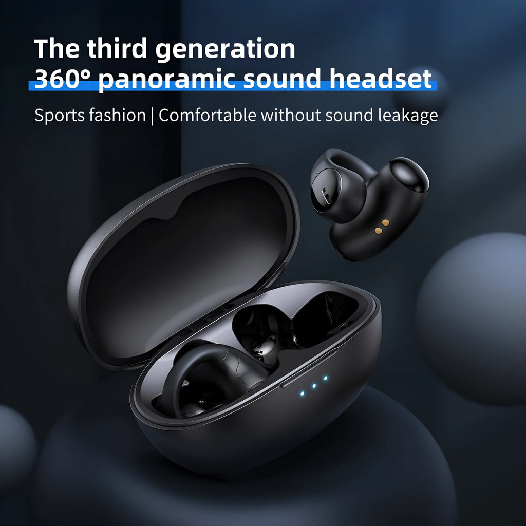 T306 black and white Bluetooth wireless clip-on sports gaming headset with ear hook design