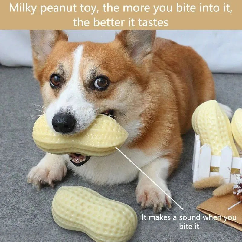 Yellow rubber vinyl dog toy for small dogs with elastic chew and sound feature