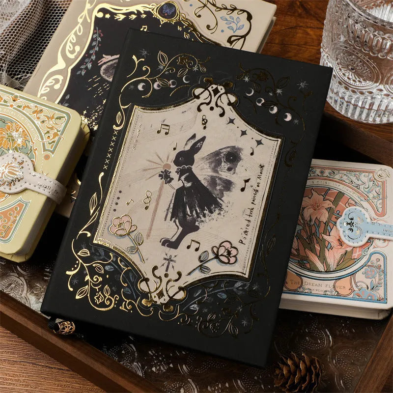 Retro Art THALO Gothic Style Notebook A5 with original wood pulp pages and animal design cover