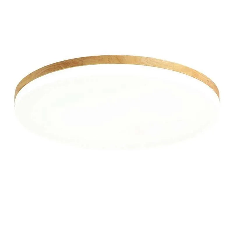Japanese minimalist ceiling lamp with a wood art body and white acrylic shade in three available diameters.