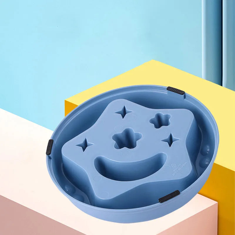 Moon star wings pet slow feeding bowl in blue colour with large capacity design
