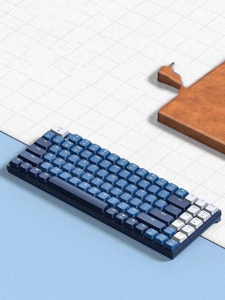 Ku102 wireless mechanical keyboard in deep sea blue with tea axis switches and monochrome backlight, USB Bluetooth Type-C