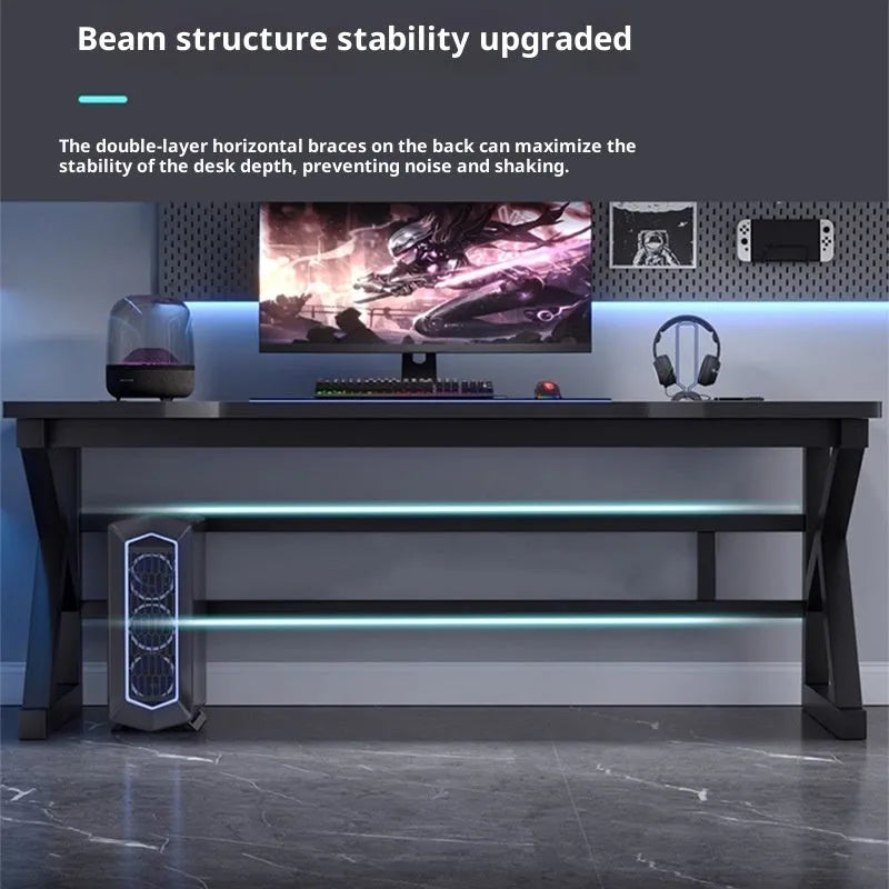 Black carbon fibre computer desk with black frame, single table in 100x60 cm size