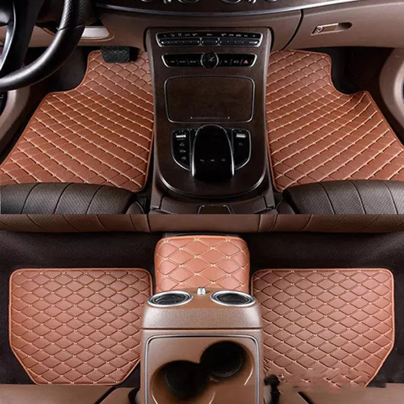 Universal right rudder leather car floor mat with quilted embroidered full surround design for GM models