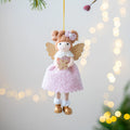 Pink and white cloth fabric angel wings plush pendant with modern styling for Christmas decoration