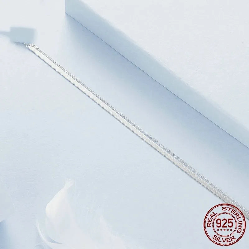 S925 sterling silver double-layer bracelet for women in electroplated BSB193 colour, single piece