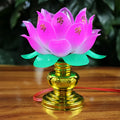 Buddha worshiping plug-in lamp featuring a colourful lotus light.