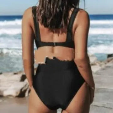Women's solid colour polyester bikini set with slim fit design shown in multiple colour options