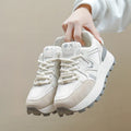 Women's black platform casual shoes with round toe and front lace-up fastening