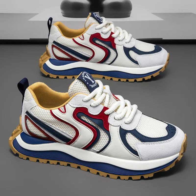 Men's casual sneakers with mesh panels and synthetic leather upper in three colour options