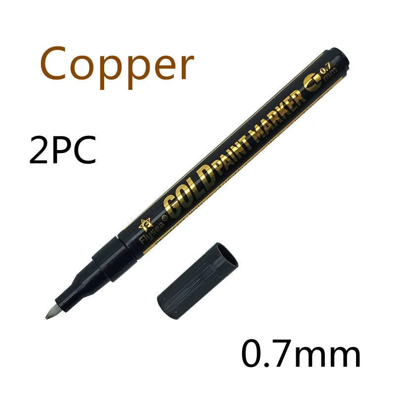 Flysea 3.0mm chrome metal marker pen with reflective paint for writing on multiple surfaces.