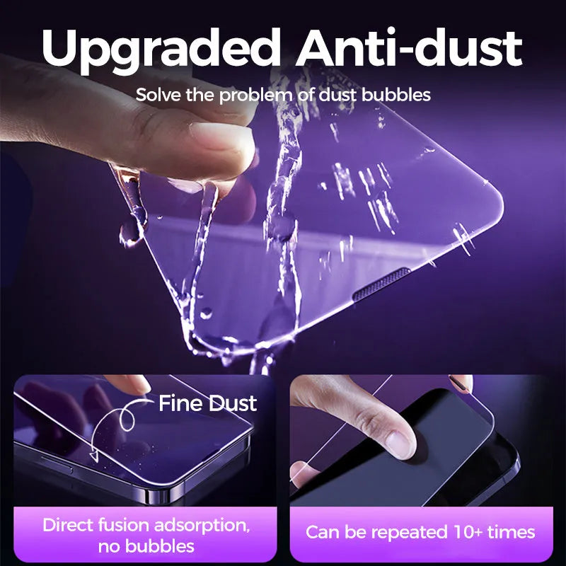 Tempered glass screen protector for iPhone with anti-fingerprint and anti-drop features, ultra-smooth surface