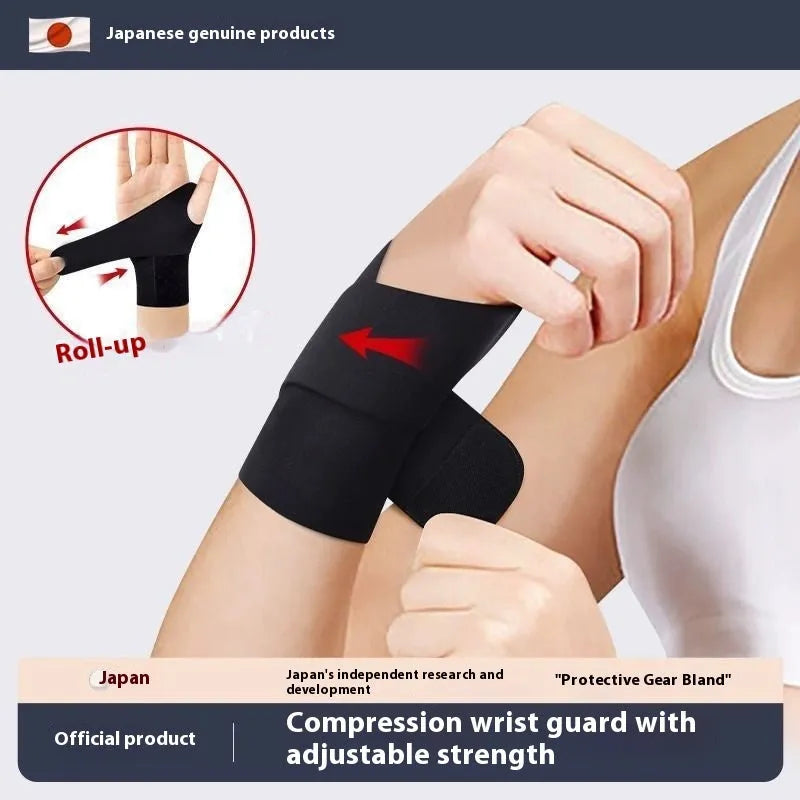 Athletic wristguards with adjustable straps in black and skin colour for badminton, tennis, volleyball.