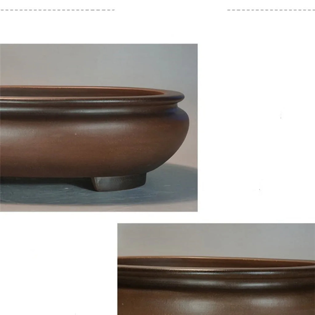 Handmade purple clay desktop flowerpot with classical design measuring 58cm long