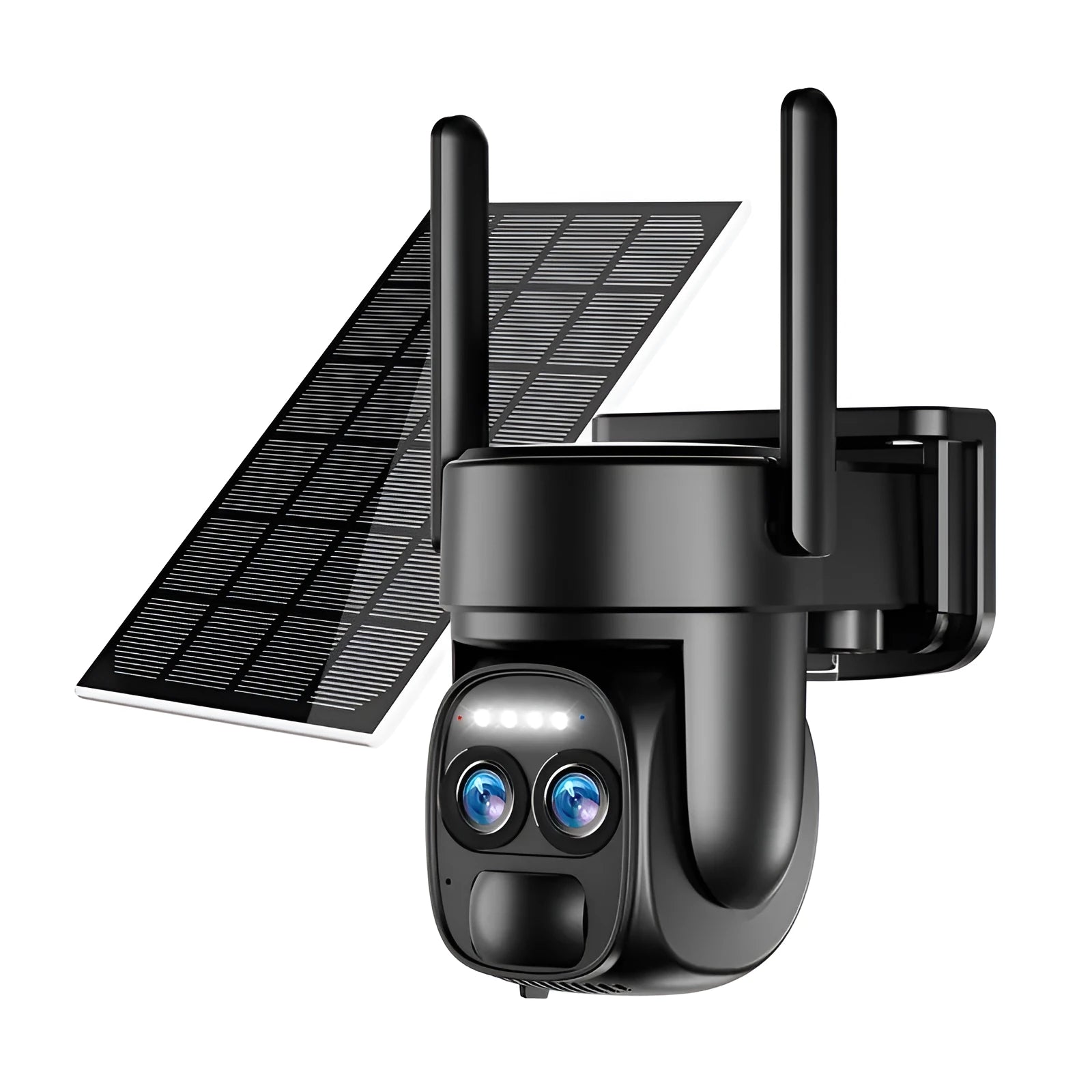 Solar-powered outdoor surveillance camera with 8x zoom lens for household security monitoring