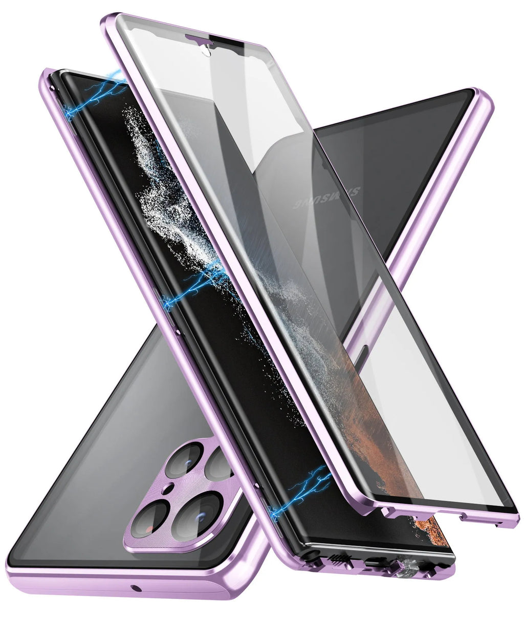 Magnetic mirror phone case for Samsung Galaxy with peep-proof privacy screen in multiple colour options