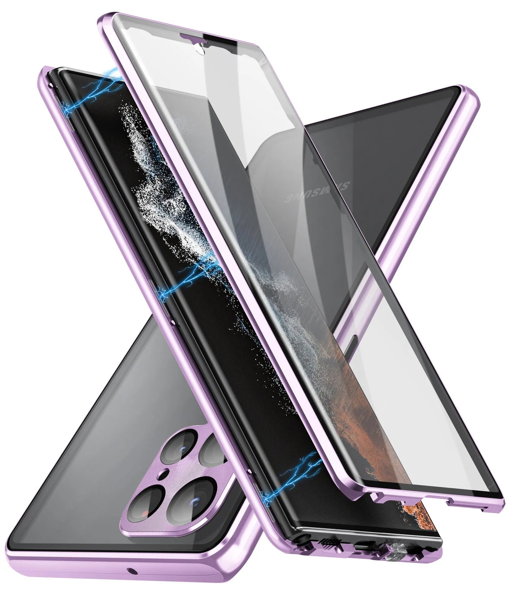 Magnetic mirror phone case for Samsung Galaxy with peep-proof privacy screen in multiple colour options