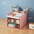 Transparent partitioned desktop storage box with grid drawers, PP plastic, 2L capacity