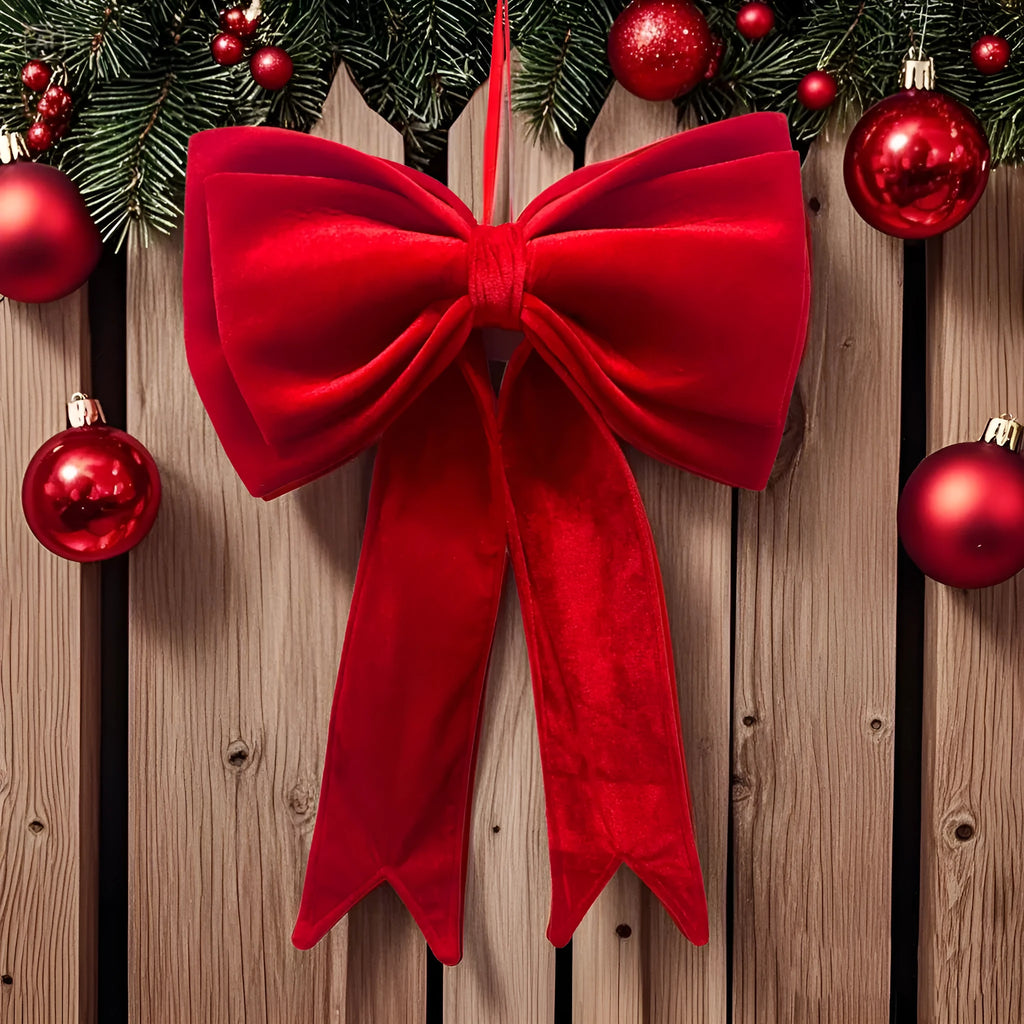 Plus-sized red velvet bow decoration, 63x48x8cm, for Christmas tree or wedding room layout
