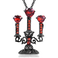 Gothic women's necklace with hollow candlestick pendant on a cross chain in retro finish.