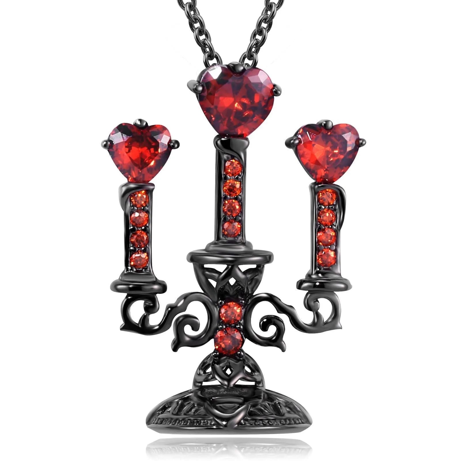 Gothic women's necklace with hollow candlestick pendant on a cross chain in retro finish.