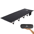 Ultra-light camping folding bed with aluminium alloy frame and Oxford cloth, 190x65x15cm, black colour