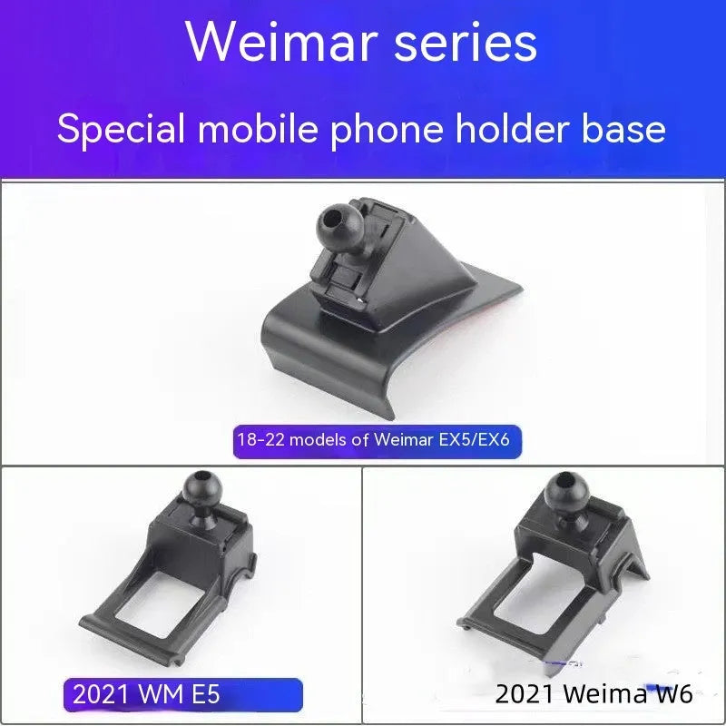 Goodway dashboard car phone holder with 360-degree rotation joint on a snap-on base.