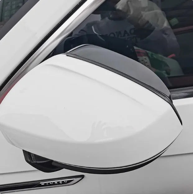 Mazda rear view mirror rain eyebrow in carbon fibre pattern or semi transparent style, one pair with adhesive tape
