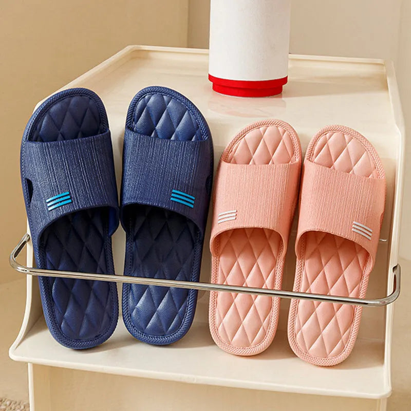 Anti-slip lozenge texture PVC home slippers in solid colours for indoor summer wear