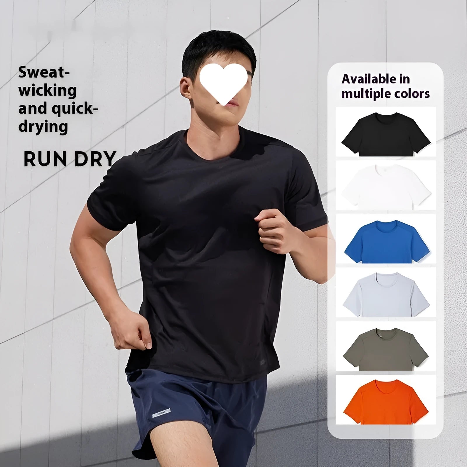 Men's quick-dry polyester sports T-shirt for running and fitness activities available in multiple colours