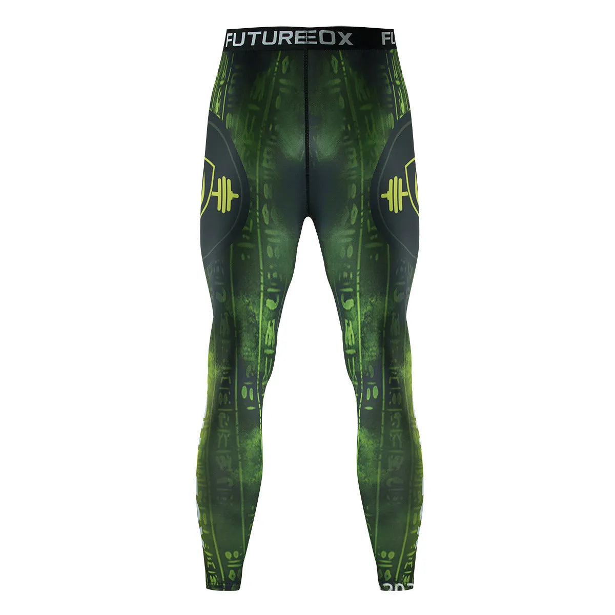 Men's slim-fit printed sports suit with long sleeves, showing top and trousers