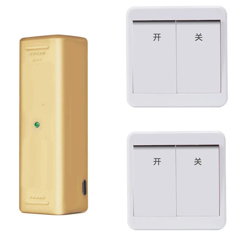 Wireless voice control light switch with remote and USB charging in gold or white finish
