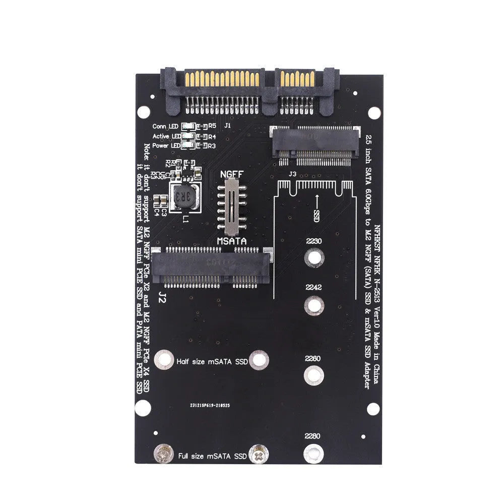SATA3 to M.2 NGFF mSATA SSD conversion adapter card in black or blue colour