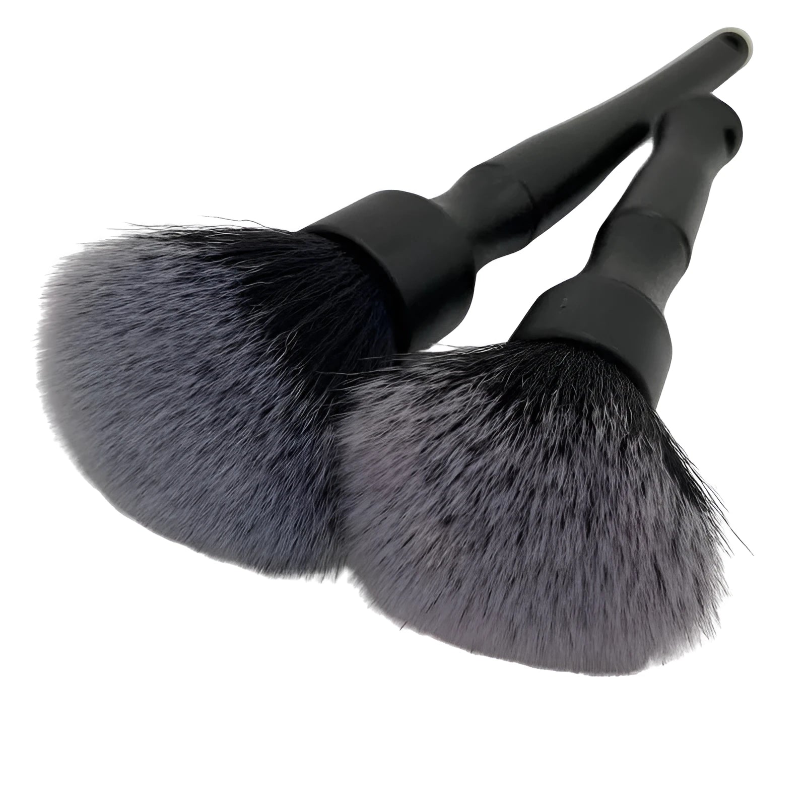 Black PP car detailing brush with pig hair bristles for interior cleaning