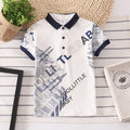 Children's short sleeve cotton shirt with lapel collar in solid colours