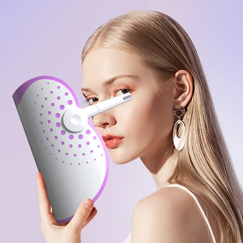 White and purple photon IPL beauty mask device with spectrometer for home use.