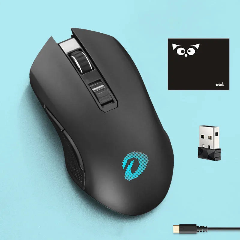 Lightweight wireless wired game mouse with USB connector, mouse pad, 7 keys, and 10m wireless range