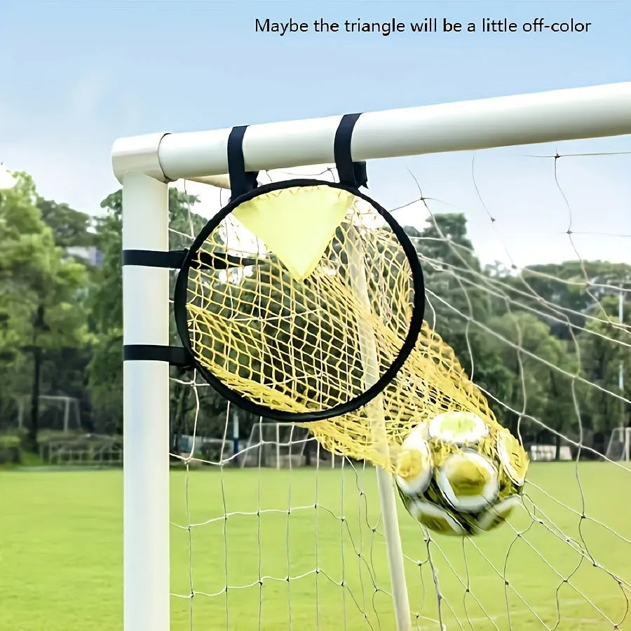 Portable soccer training goal net in black or yellow for practice drills