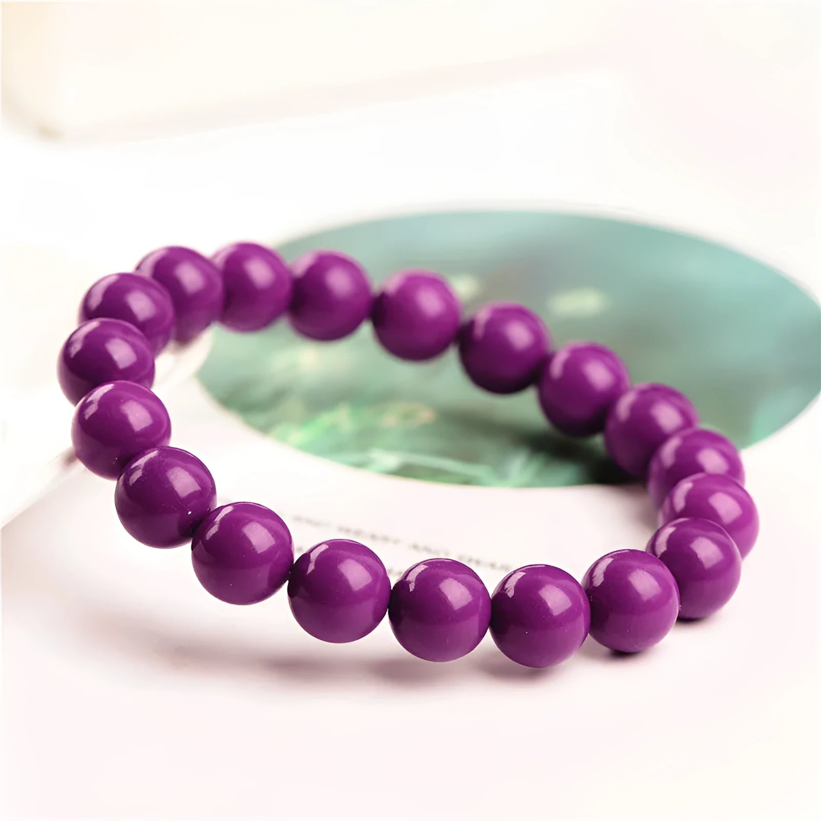 Jiuya purple mica crystal bracelet showing polished finish and single circle design