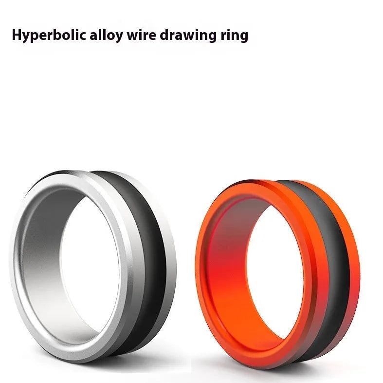 Orange and silver alloy fishing hand guard pull loop tool on a solid background