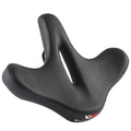Black bicycle seat cushion with leather cover and polyurethane foam padding